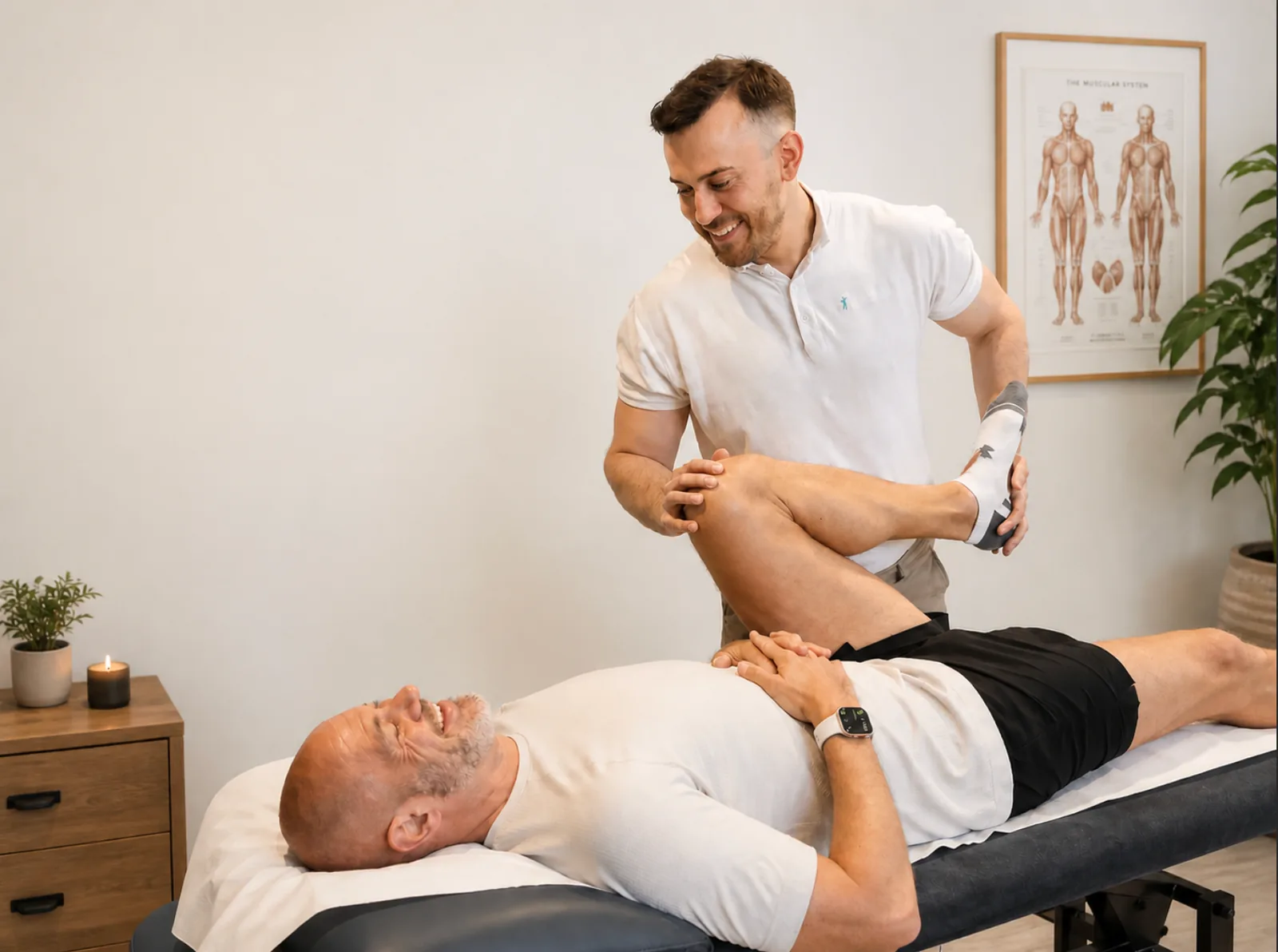Josh Devine treating a patient at BetterMe Physiotherapy in Rainham, Medway